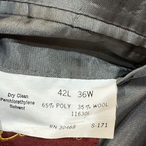 Glen Plaid Suit Jacket 42L by Arnie – Gray Brown Check - Picture 7 of 16